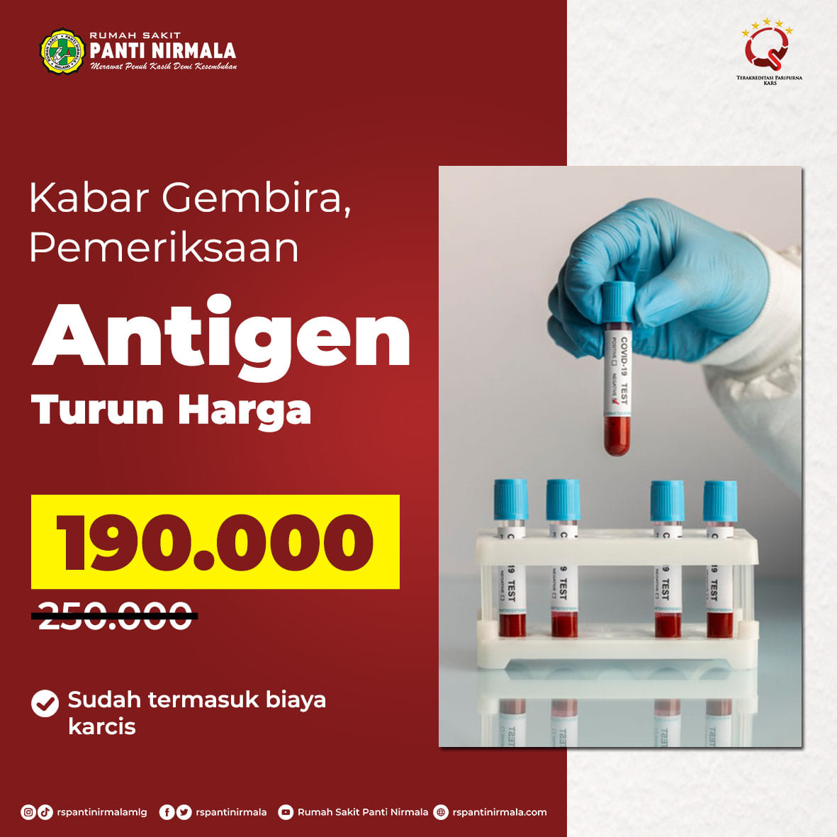 Antigen Rp 190.000 *sudah termasuk biaya karcis