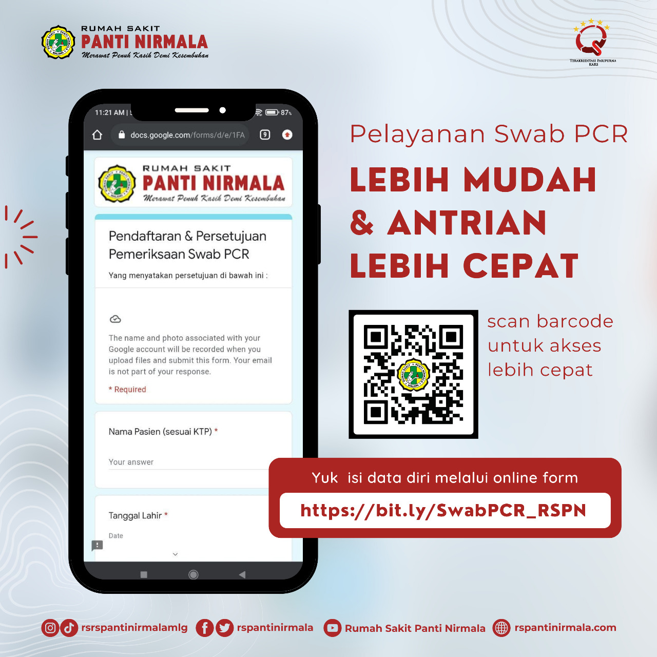 Pelayanan Swab PCR Lebih Mudah & Antrian Lebih Cepat